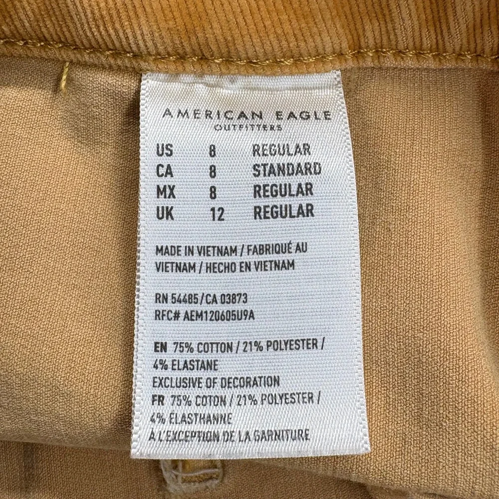 American Eagle Corduroy Mini Skirt Mustard Yellow Super Stretch Size 8 Regular
